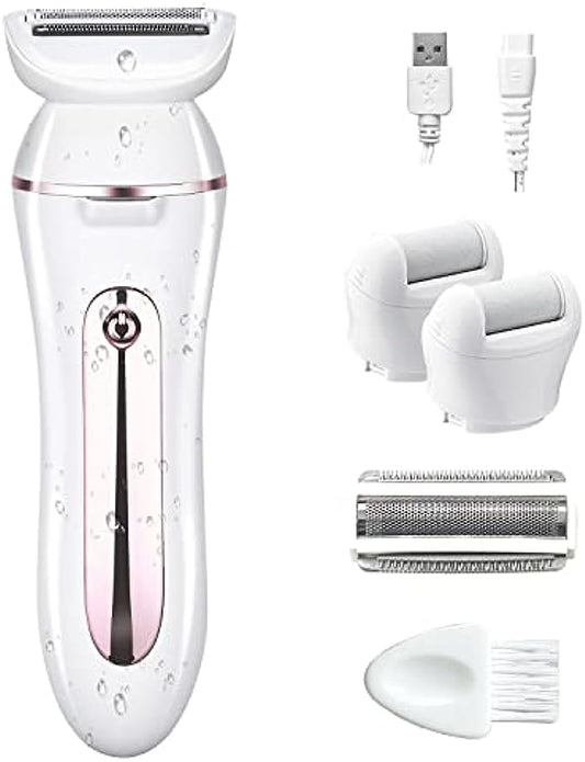 Electric Shaver for Women, Siwiey 2 in 1 Body Hair Removal with Electric Razor Bikini Women Trimmer, Legs Foot Hair Removal Wet&Dry Use with 2 Detachable Head