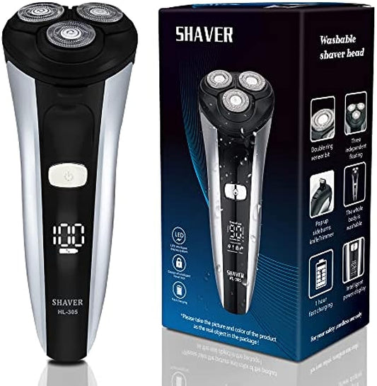 Electric Shavers for Men, SIWIEY 4D Rechargeable Electric Razor with Pop-up Beard Trimmer, Travel Lock, LCD Display, Wet & Dry Use, USB Charger Cordless Mens Electric Shaver…