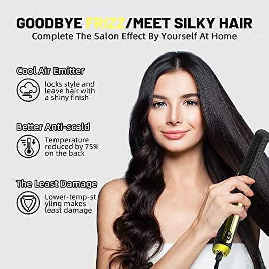 360°Airflow Styler Curling Iron | Wizchark Flat Iron Hair Straightener | Hair Straightener and Curler for All Styles | Professional Curling Iron with Cooling Air Vents | 1 Inch Dual Voltage Hair Tools