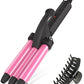 Mini Waver Curling Iron, Wizchark 3 Barrel Curling Iron 1/2 Inch, Small Hair Crimper for Women, Travel Hair Waver with Ceramic Tourmaline, Crimper Hair Iron for Beach Waves W/Storage Bag/Clips, Pink