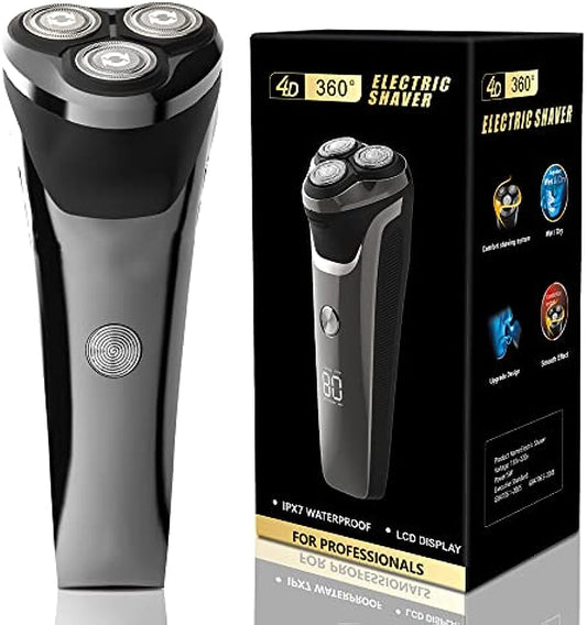 Mens Electric Razor, SIWIEY 4D Rechargeable Electric Shavers for Men with Pop-up Beard Trimmer, LCD Display, Child Lock, Wet & Dry Use, USB Charger Cordless Shavers for Men