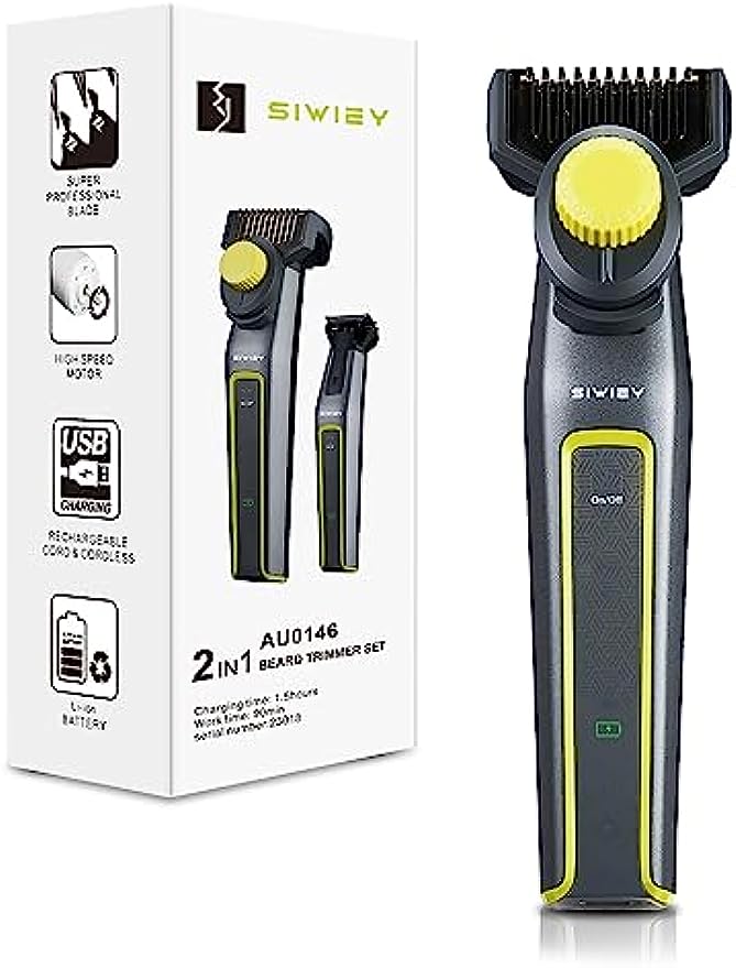 siwiey Beard Trimmer for Men, Electric Razor with Precision Dial, Mustache Trimmer Mens Grooming Adjustable, LCD Indicator, 7000RPM