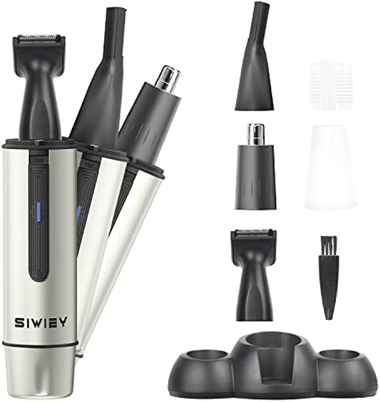 siwiey Nose Hair Trimmer for Men, 3 in 1 Lightweight Waterproof Painless Ear Hair Trimmer for Men Facial Shaving Machines, Wet/Dry Use, Easy Cleaning