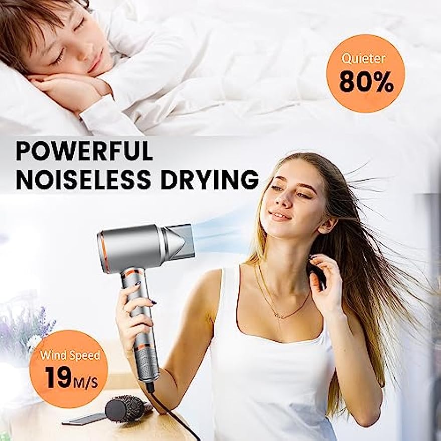 Professional Blow Dryer, Wizchark Negative Ionic High Speed Hair Dryer, 110,000RPM Brushless Fast Dry Ionic Hairdryer, 3 Temps & 2 Speeds, with Screen Display & Aroma Box for Home, Travel Low Noise