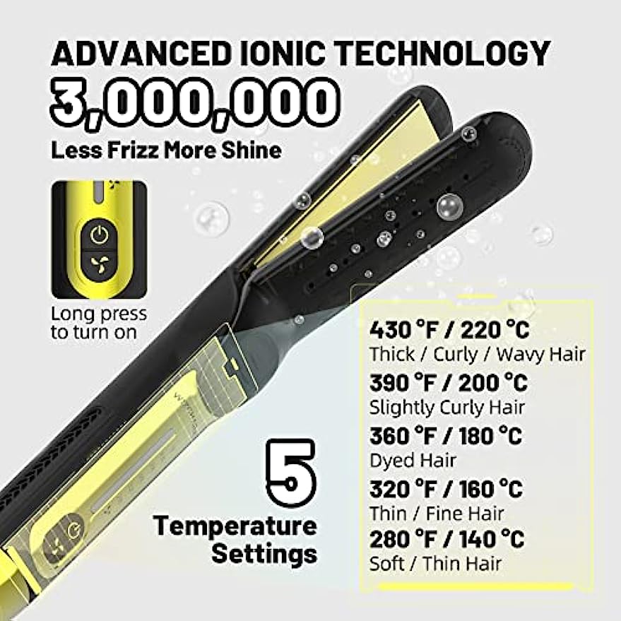 360°Airflow Styler Curling Iron | Wizchark Flat Iron Hair Straightener | Hair Straightener and Curler for All Styles | Professional Curling Iron with Cooling Air Vents | 1 Inch Dual Voltage Hair Tools