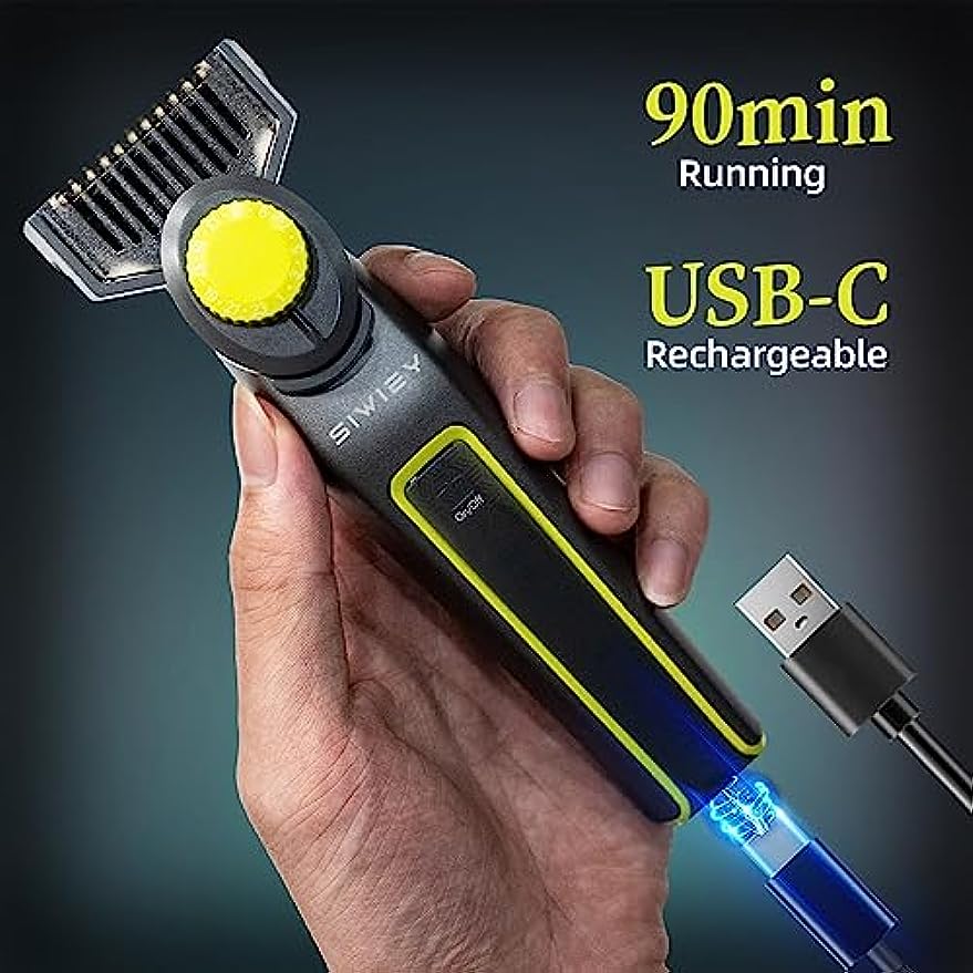 siwiey Beard Trimmer for Men, Electric Razor with Precision Dial, Mustache Trimmer Mens Grooming Adjustable, LCD Indicator, 7000RPM