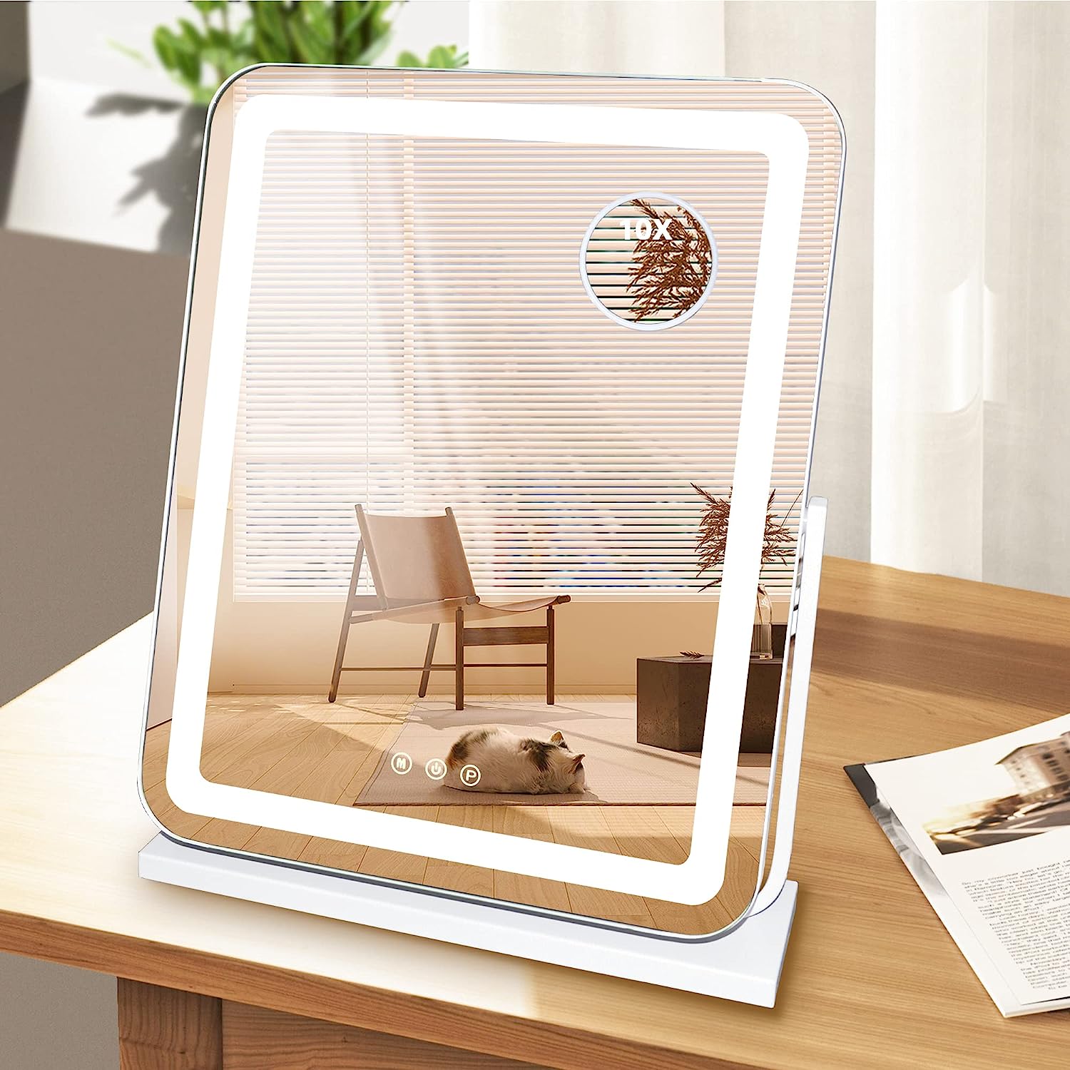 Sunlight 10x Magnifying LED Lighted Vanity Mirror with Dimmer