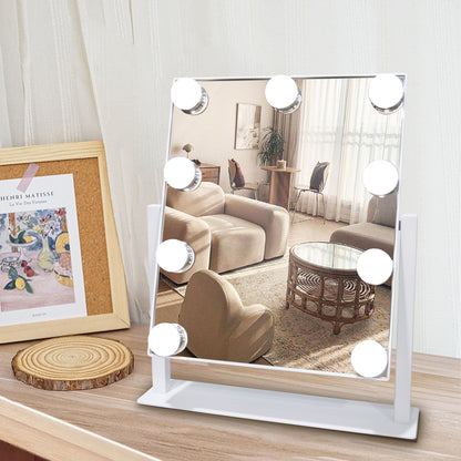 SLIMOON Hollywood Vanity Mirror with Lights, 12 Dimmable LED Bulbs Lighted Makeup Mirror with Detachable 10X Magnification Mirror, 1000mAh Rechargeable, 3 Color Lights, Touch Control