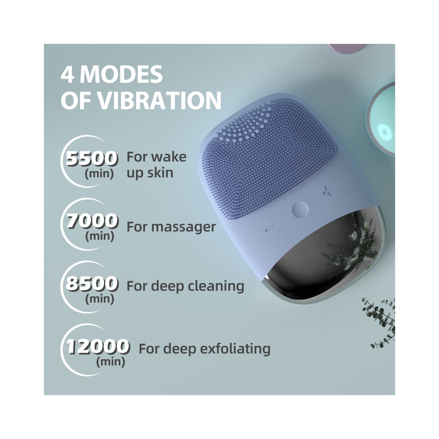 Silicone Face Scrubber, SIWIEY IPX7 Waterproof Sonic Facial Cleansing Brush, USB Rechargeable Sonic Massage Face Brush for Deep Cleansing, Gentle Exfoliating and Massaging (Grey)