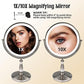 WIZCHARK 9" Large Vanity Mirror with Lights, 1X/10X Magnifying Makeup Mirror with Lighting, 3 Colors Brightness Adjustable, 360°Rotation Double Sided Standing Desk Mirror Brush Nickle