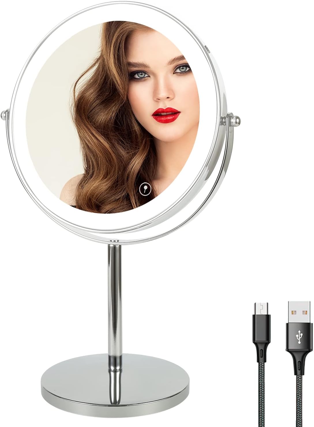  Acoolda Vanity Mirror with Lights, Hollywood Lighted Makeup  Mirror with 3 Color Lighting Modes, Detachable 10X Magnification,  360°Rotation, 14.4Inches, White…